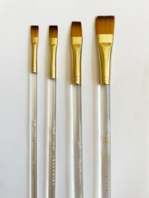 Pincel Chato Dorado Sintético Extra fino Feustel # 14 (5/8'') 2510