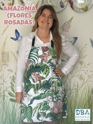 Delantal Amazonia Flores Rosadas